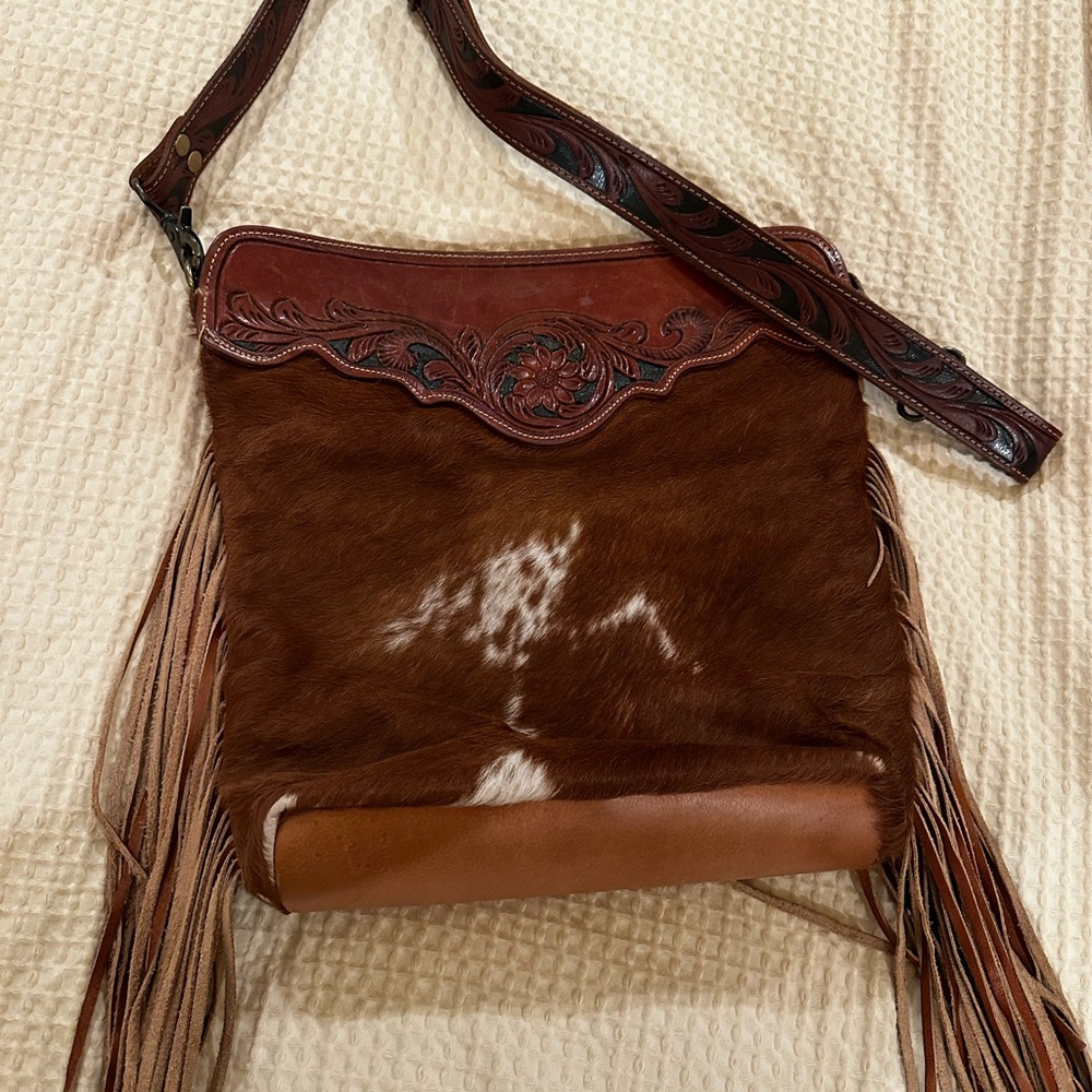 Myra Cowhide & Leather Fringe Bag